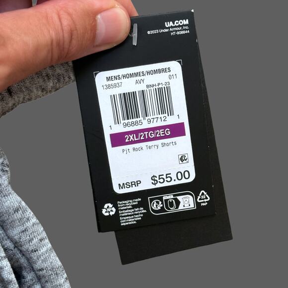 Under Armour UA Project Rock Terry Men's 5" Shorts Gray Size XXL NWT - Picture 7 of 10